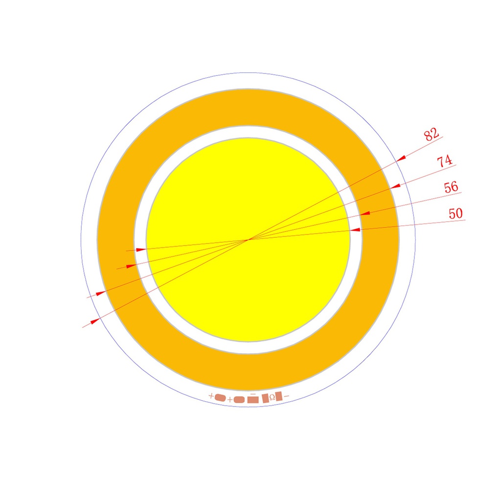 5.6*2W LED Round COB Module Panel DC12V/450mA 82MM Dual CCT Warm White + White