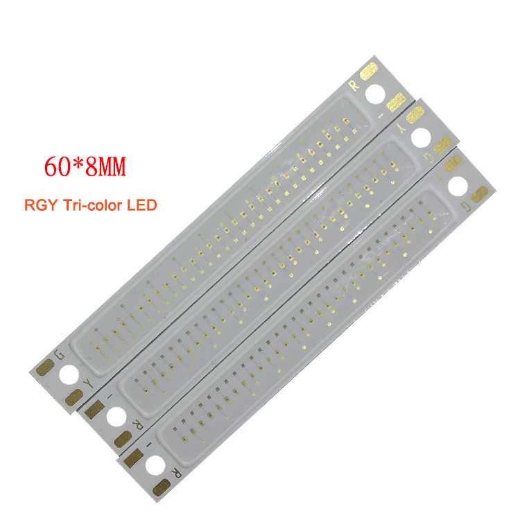 60*8mm RGY Tri-Color COB LED Strip Bar Light 2.36 inch DC2.5-3V 3W